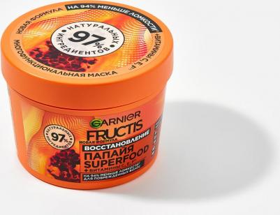 Fructis Маска для волос 3в1 "Фруктис, Superfood Папайя", восстанавливающая, для поврежденных волос, 390 мл, без парабенов, силиконов и искусственных – фото 11
