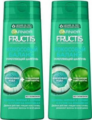 Fructis Шампунь для волос "Фруктис, Кокосовый Баланс", укрепляющий, для волос жирных у корней и сухих на кончиках, 250 мл, с кокосовой водой – фото 4