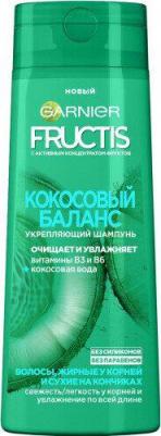 Fructis Шампунь для волос "Фруктис, Кокосовый Баланс", укрепляющий, для волос жирных у корней и сухих на кончиках, 250 мл, с кокосовой водой