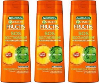 Fructis Шампунь для волос "Фруктис, SOS Восстановление", укрепляющий, для секущихся и очень поврежденных волос, 250 мл, с Керафилом и Маслом Амлы – фото 17