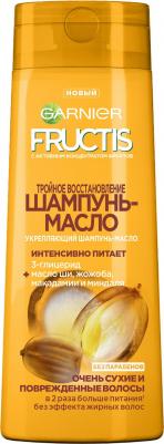 Fructis Шампунь-масло "Фруктис, Тройное Восстановление" для очень сухих и поврежденных волос, 400 мл, с маслами Ши, Макадамии, Жожоба и Миндаля