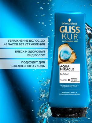 Бальзам Aqua Miracle, для нормальных и склонных к сухости волос, увлажнение и мягкость, 360 мл – фото 14