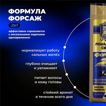 Шампунь для волос Форсаж Гренландия против перхоти 2в1 мужской 400мл – фото 16