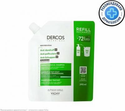 Рефил Шампуня против перхоти для жирной кожи головы Dercos 390 мл – фото 5