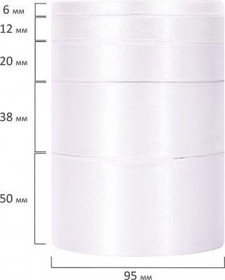 Лента атласная белая набор 5 штук по 23 м шириной 6/12/20/38/50 мм, 591488 – фото 3