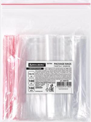 Пакеты ZIP LOCK "зиплок" сверхпрочные, комплект 100 шт., 10х15 см, ПВД, 100 мкм, EXTRA, 608182, 608182 – фото 2
