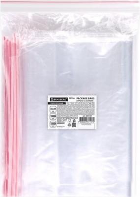 Пакеты Zip Lock зиплок Сверхпрочные, комплект 100 шт., 30х40 см, Пвд, 100 мкм, Extra, 608184 – фото 1