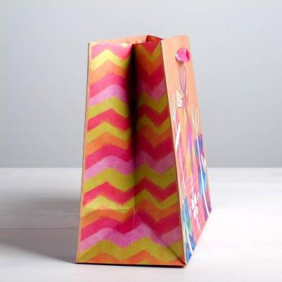 Пакет крафтовый горизонтальный "Подарки!", L 31 x 40 x 9 см – фото 4