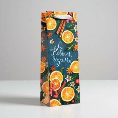 Пакет ламинированный под бутылку "Уюта и тепла в новом году", 13 x 36 x 10 см – фото 1