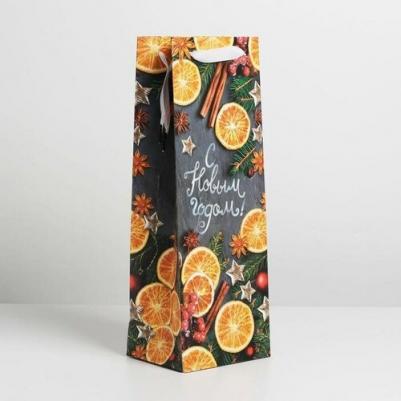Пакет ламинированный под бутылку "Уюта и тепла в новом году", 13 x 36 x 10 см