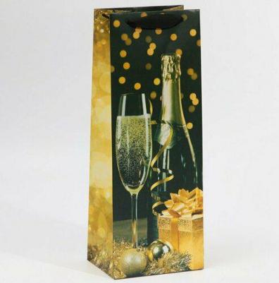 Пакет под бутылку "Праздничная ночь", 13 x 36 x 10 см / Новый год