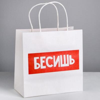 Пакет подарочный "Бесишь", 22 x 22 x 11 см