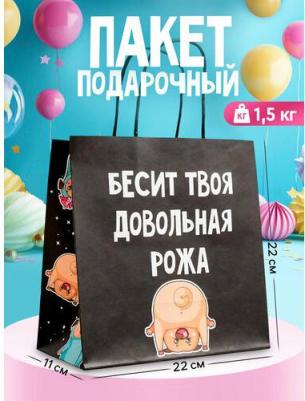 Пакет подарочный "Бесит", 22 х 22 х 11 см – фото 6