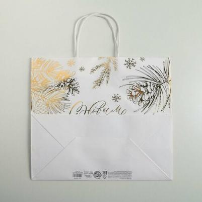 Пакет подарочный Best winter крафтовый, 32х28х15 см – фото 2