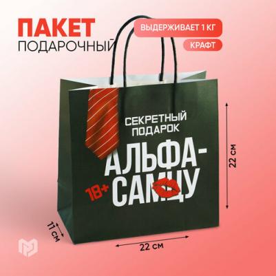 Пакет подарочный крафтовый "Альфа", 22 x 22 x 11 см – фото 2