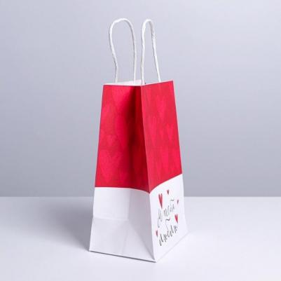 Пакет подарочный крафтовый "Я тебя люблю", 12 x 21 x 9 см – фото 3