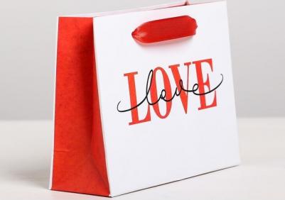 Пакет подарочный ламинированный горизонтальный Love, S 15 X 12 x 5,5 см – фото 1