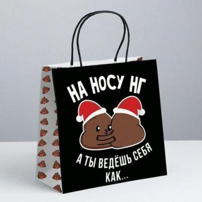 Пакет подарочный "На носу нг", 22 x 22 x 11 см – фото 6