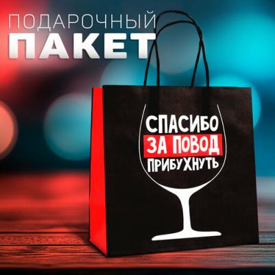 Пакет подарочный "Повод прибухнуть", 22 х 22 х 11 см – фото 2