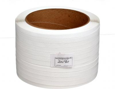 Лента полипропиленовая 15x0,8x0,5км (220кгс) белый, М/ПА PP-00719