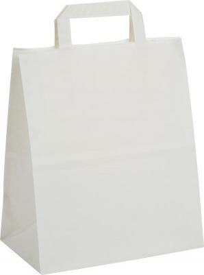 пакет бумажный белый с плоскими ручками 24х28x14 см