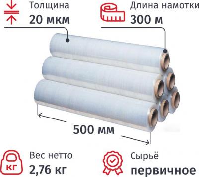 стрейч для ручной упаковки Стрейч-пленка для ручной упаковки вес 2.76 кг 20 мкм x 50 см x 300 м – фото 5