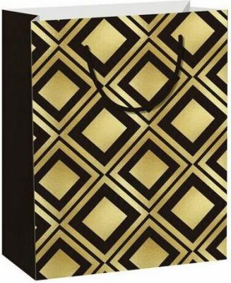 Пакет подарочный 17,8 х 9,8 х 22,9 см "Gold Luxury", тиснение фольгой, черный – фото 1