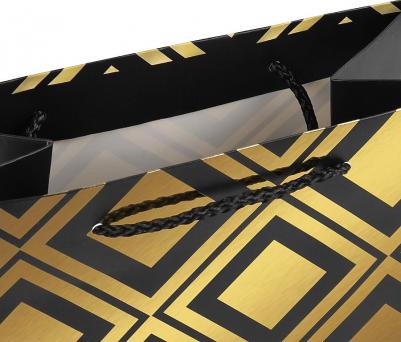Пакет подарочный 17,8 х 9,8 х 22,9 см "Gold Luxury", тиснение фольгой, черный – фото 3