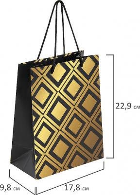 Пакет подарочный 17,8 х 9,8 х 22,9 см "Gold Luxury", тиснение фольгой, черный – фото 6