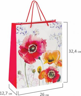 Пакет подарочный 26x12,7x32,4 см, "Красные и желтые маки", ламинированный, 606584 – фото 3