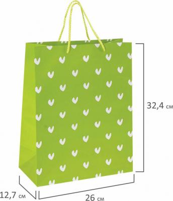 Пакет подарочный 26x12,7x32,4 см, "Зеленый в галочку", ламинированный, 606603 – фото 4