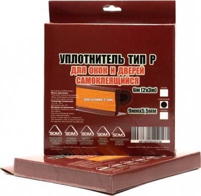 Уплотнитель резиновый krep, профиль Р, размер 5.5x9 мм, белый, в упаковке 6 м