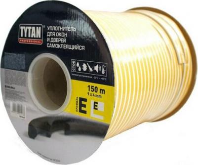 Уплотнитель для окон E-профиль, 15 x 8 мм, бухта 50 м, черный