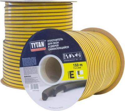 Уплотнитель E-профиль, 9 x 4 мм, бухта 150 м, коричневый