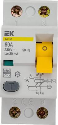 Выключатель дифференциальный (УЗО) ВД1-63 2Р 80А 30мА - MDV10-2-080-030 – фото 1