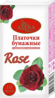 Платочки бумажные с ароматом розы 10шт