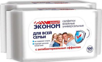 Влажные салфетки Эконом Smart антибактериальные для всей семьи, 100 шт – фото 11
