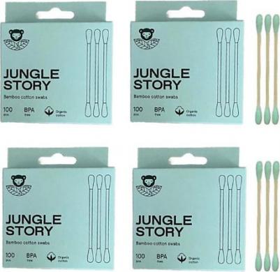 Бамбуковые ватные палочки с органическим хлопком Зеленые 400 шт – фото 2