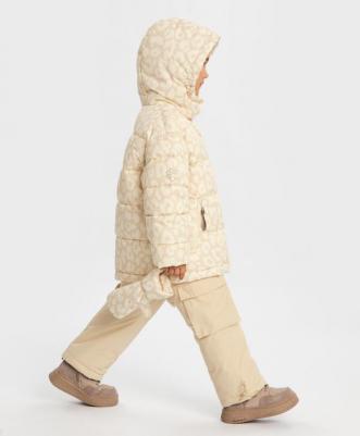 Куртка демисезонная с капюшоном, съемными варежками бежевая, 110, 224BBGMC4103 – фото 4