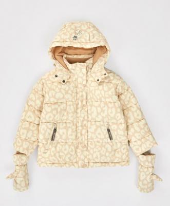 Куртка демисезонная с капюшоном, съемными варежками бежевая, 116, 224BBGMC4103 – фото 6