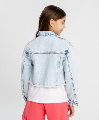 Куртка джинсовая укороченная голубая для девочки (158) – фото 1