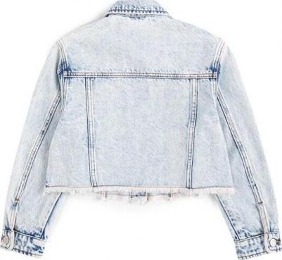 Куртка джинсовая укороченная голубая для девочки (158) – фото 4