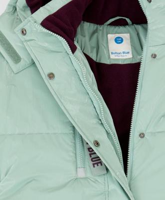 Куртка зимняяблестящая с эффектом мятости зеленая, 140, 224BBGJC4104 – фото 2