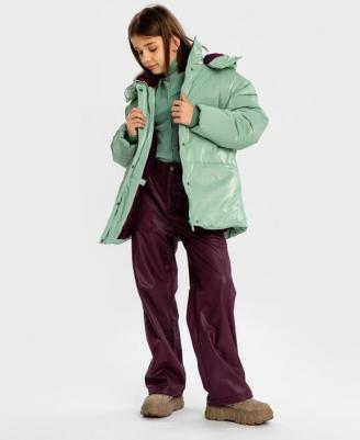 Куртка зимняяблестящая с эффектом мятости зеленая, 164, 224BBGJC4104