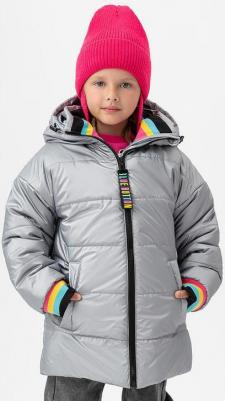 Пальто зимнее с капюшоном серебристое 222BBGMC45056000 р.110 – фото 3