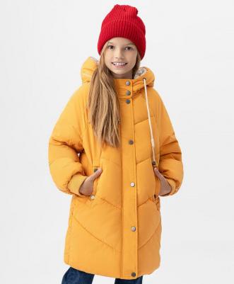 Пальто зимнее с капюшоном желтое 222BBGC45012700 р.110