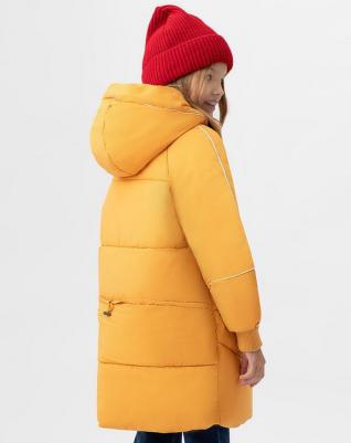 Пальто зимнее с капюшоном желтое 222BBGC45012700 р.128 – фото 5