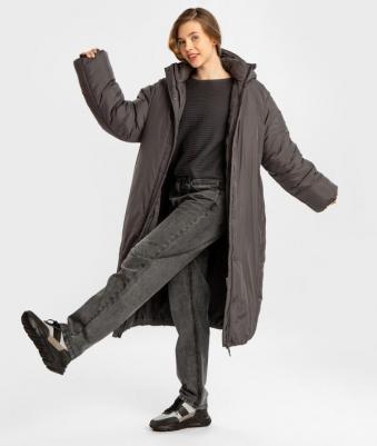 Пальто зимнее серое для девочки, 140, 224BBGJC4504