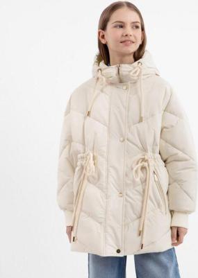 Куртка-кейп демисезонная стёганая молочная для девочки, 146, 22408GJC4506