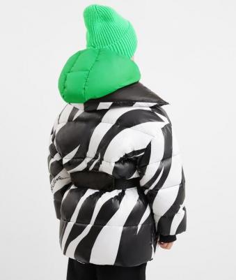 Куртка зимняя на искусственном пуху с принтом чёрно-белая, 146, 22409GJC4105 – фото 6